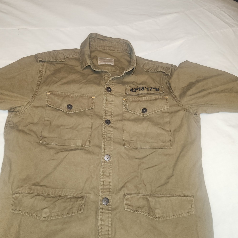 Zara Man Military Field Jacket Olive Green Utility Shirt Jacket Coordinates L